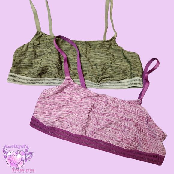 Victoria's Secret sports bra large bundle of 2 purple green seamless comfy - Picture 1 of 3